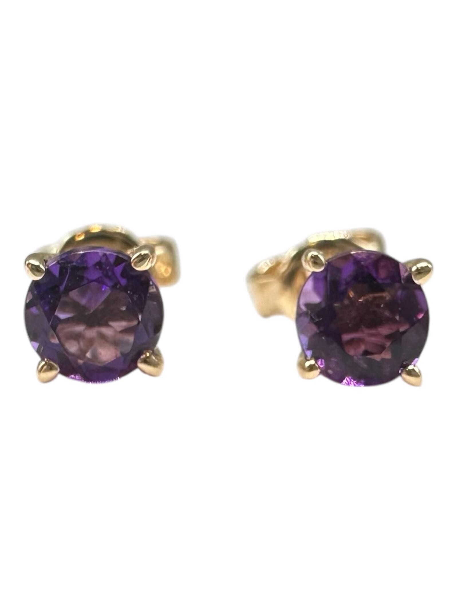 Amethyst Stud Earrings In 14kt Yellow Gold 0.50ctw, New